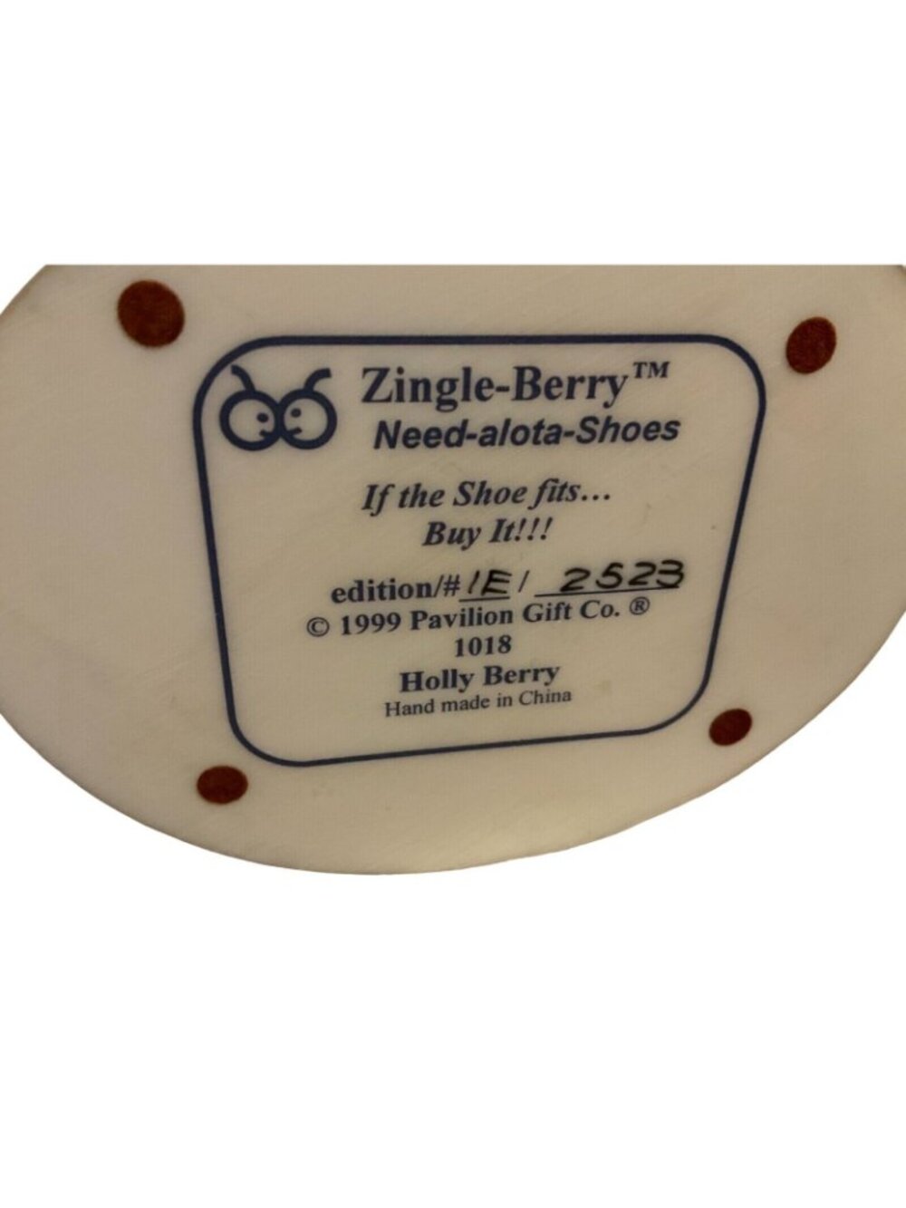 Need A Lotta Shoes Collectible Figurine Aingle Berry 1999 - Picture 10 of 11